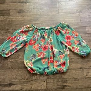 New York & Co. Floral Peasant Blouse Size M